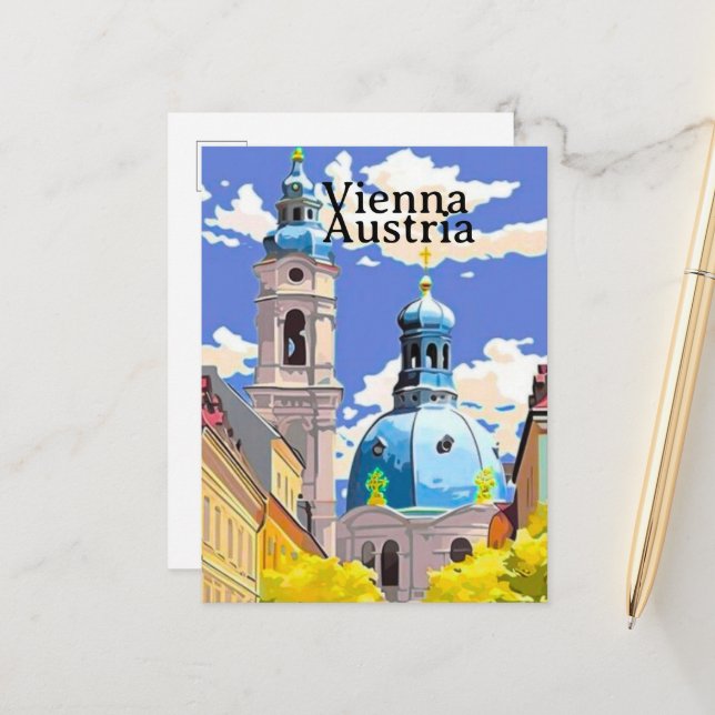 Vienna Travel Postcard Art, Austria Travel Art, Vi (Front/Back In Situ)