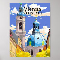 Vienna Travel Postcard Art, Austria Travel Art, Vi