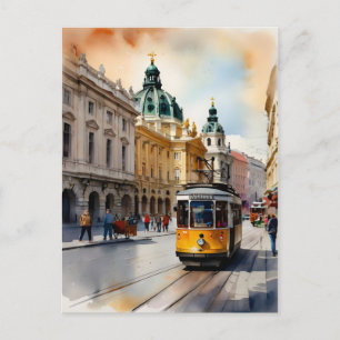 Vienna watercolor art postcard