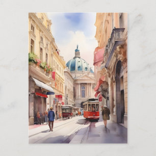 Vienna watercolor art postcard