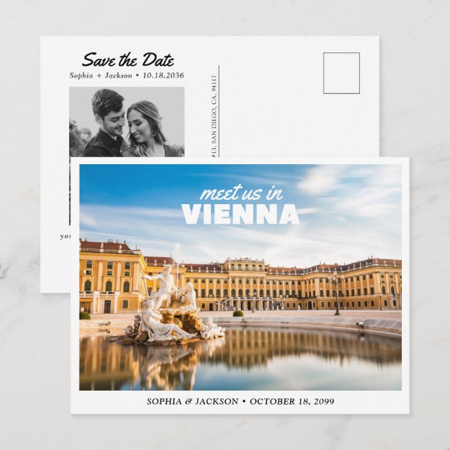 Vienna Wedding Austria Save the Date Retro Postcard (Front/Back)