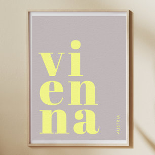 Vienna Wien Austria typography yellow Poster