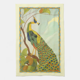 Viennese Art Nouveau Peacock Tea Towel