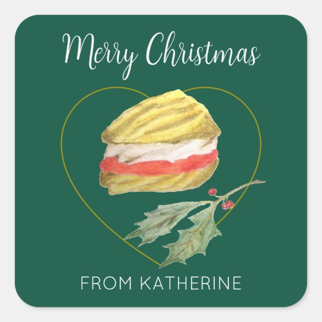 Viennese Whirls Biscuit Christmas Square Sticker (Front)
