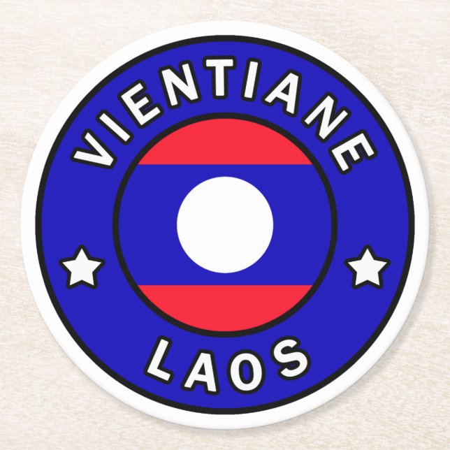 Vientiane Laos Round Paper Coaster (Front)