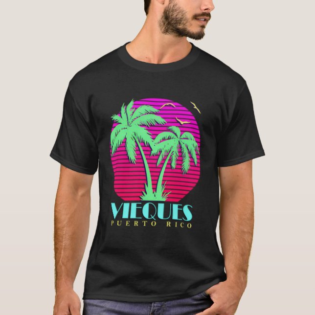 Vieques Puerto Rico Palm Trees T-Shirt (Front)
