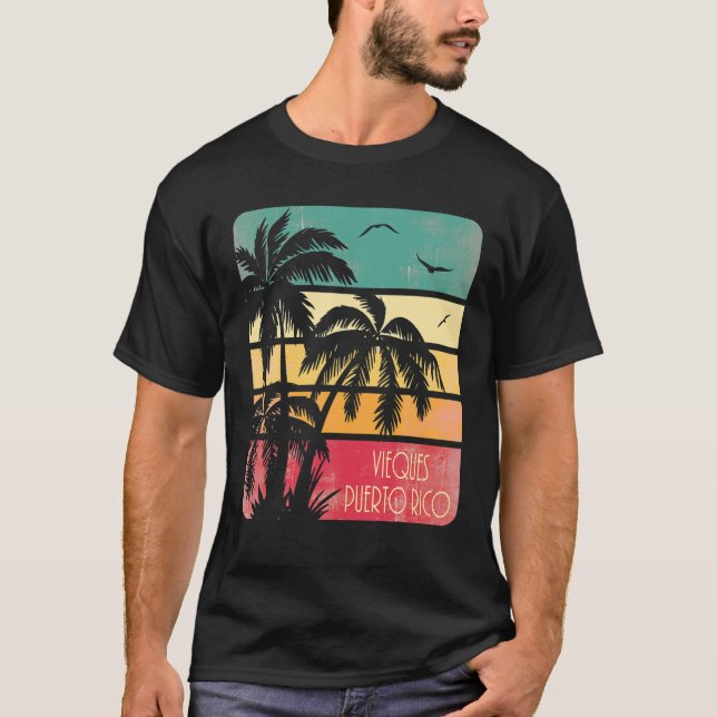 Vieques Puerto Rico Vintage Summer T Shirt (Front)