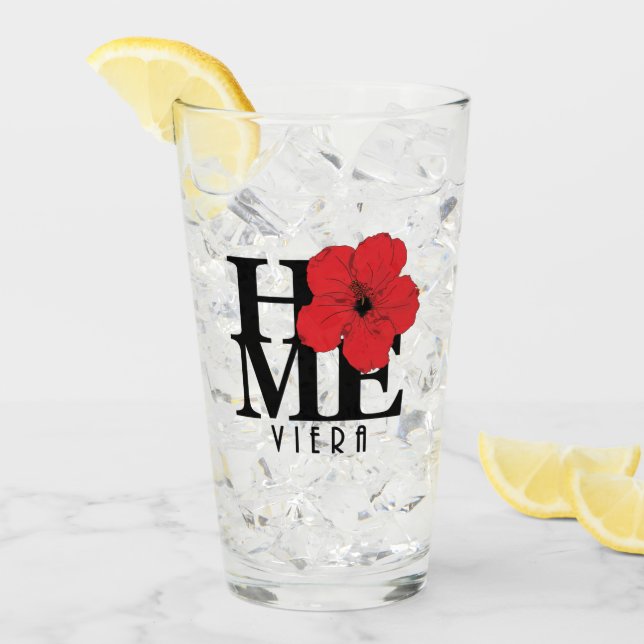 Viera HOME Red Hibiscus  Glass (Front Ice)