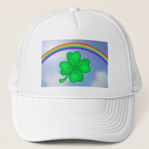 Vierblättriges Kleeblatt mit Regenbogen Trucker Hat