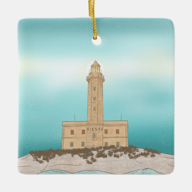 Vieste Lighthouse Italy Ceramic Ornament (Front)