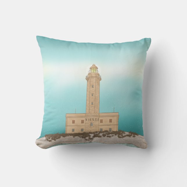 Vieste Lighthouse Italy Cushion (Front)
