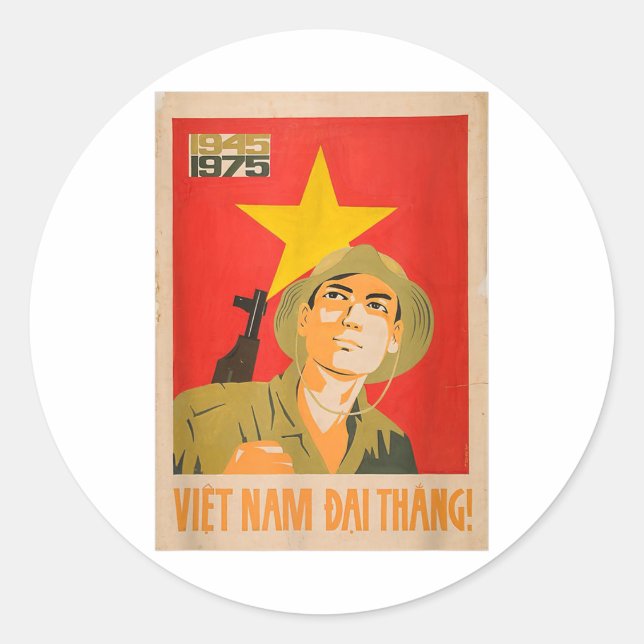 Vietcong Propaganda Poster - Vietnam War Communist Classic Round Sticker (Front)