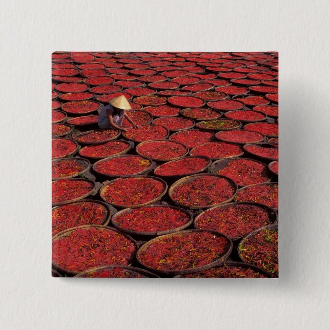 Vietnam. Candy drying in baskets under the 15 Cm Square Badge (Front)