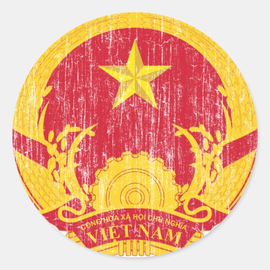 Vietnam Coat Of Arms Classic Round Sticker