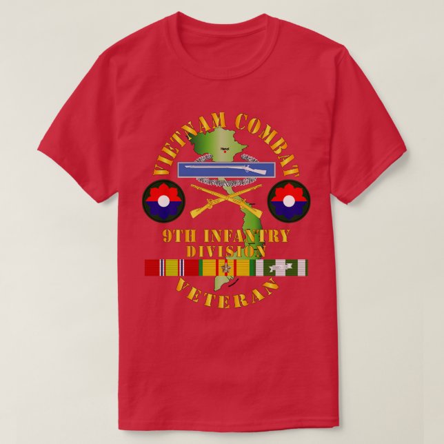 Vietnam Combat Infantry Veteran w 9th Inf Div SSI  T-Shirt (Design Front)