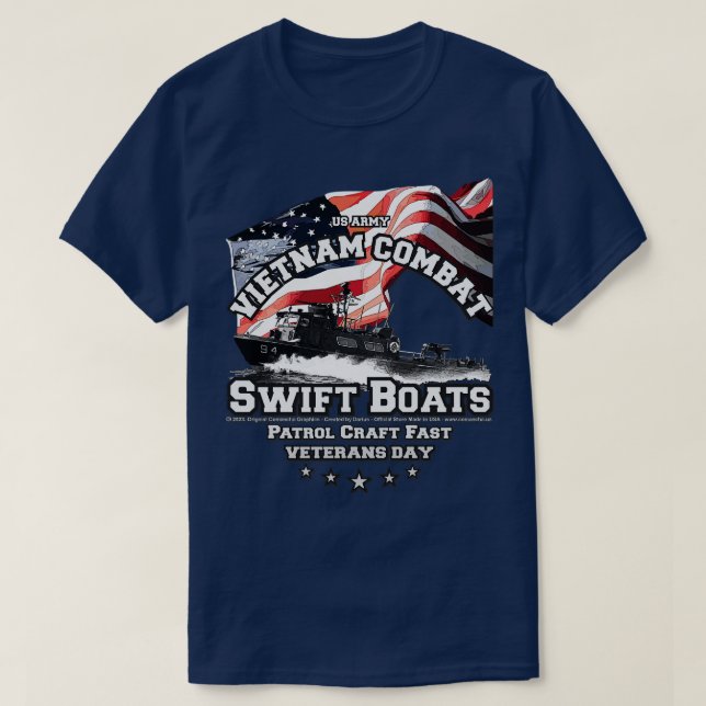 Vietnam Combat Veteran SWIFT BOAT T-Shirt (Design Front)
