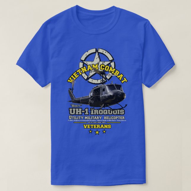 Vietnam Combat Veterans UH1 Iroquois T-Shirt (Design Front)