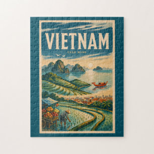 Vietnam Culture Illustration Travel Art Vintage Jigsaw Puzzle