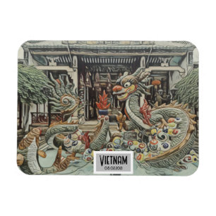 Vietnam Dragon Temple, Customisable Date  Magnet