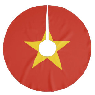 Vietnam flag brushed polyester tree skirt
