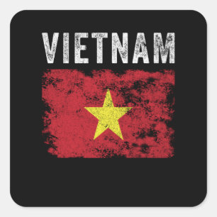 Vietnam Flag Distressed Vietnamese Flag Square Sticker