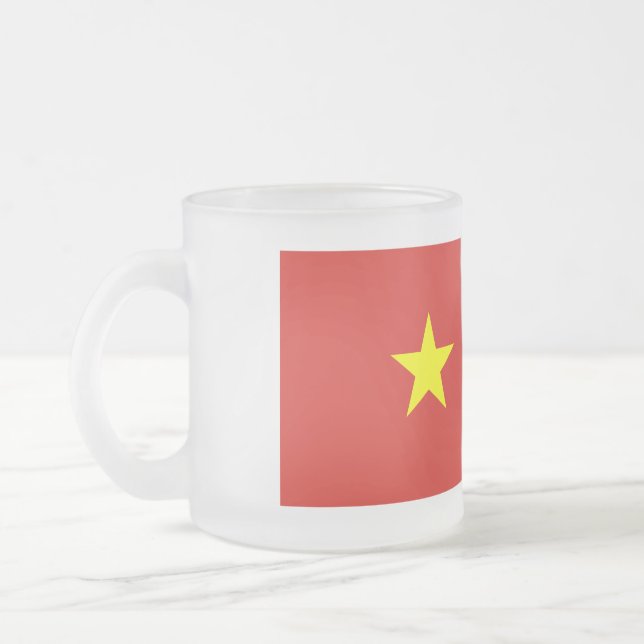 Vietnam flag frosted glass coffee mug (Left)