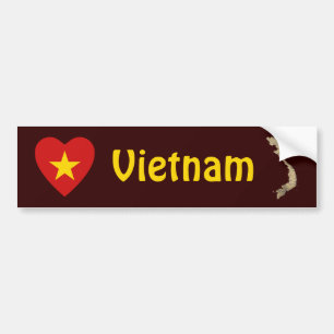 Vietnam Flag Heart + Map Bumper Sticker