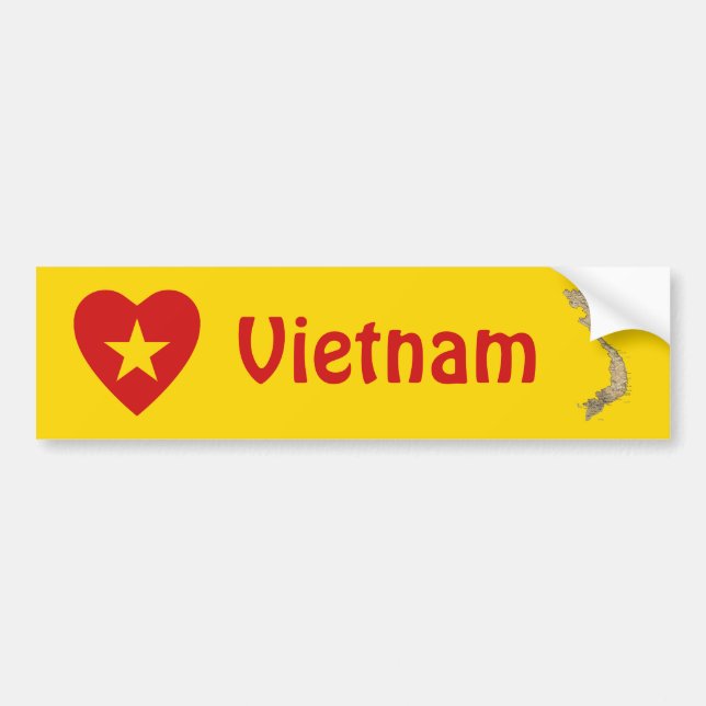 Vietnam Flag Heart + Map Bumper Sticker (Front)