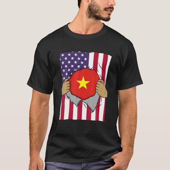 Vietnam Flag Inside Me Home Pride Vietnamese Ameri T-Shirt (Front)