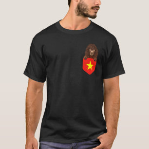 Vietnam Flag Irish Water Spaniel Dog In Pocket T-Shirt