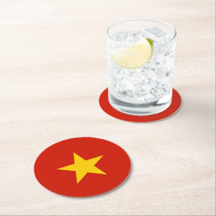 Vietnam flag round paper coaster