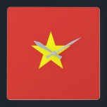 Vietnam flag square wall clock<br><div class="desc">The Vietnamese flag is a star on a field. The used colors in the flag are red,  yellow. The proportion of the Vietnamese flag is 2:3. The Flag of Vietnam was adopted in 1945.</div>