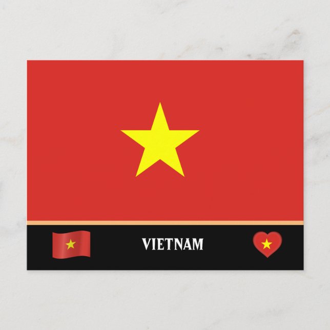 Vietnam Flag & Vietnamese country travel / Vietnam Postcard (Front)