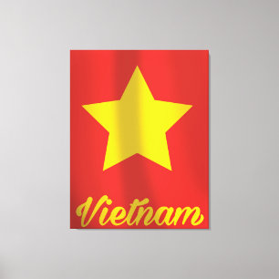 Vietnam flag vintage travel poster canvas print