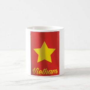 Vietnam flag vintage travel poster coffee mug