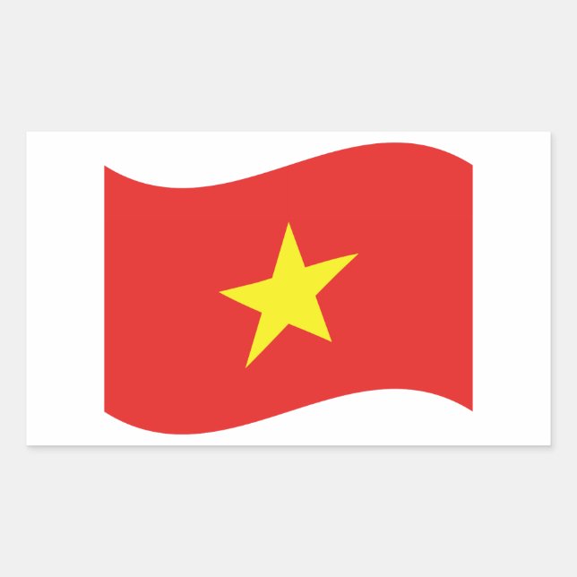Vietnam Flag Wave Rectangular Sticker (Front)