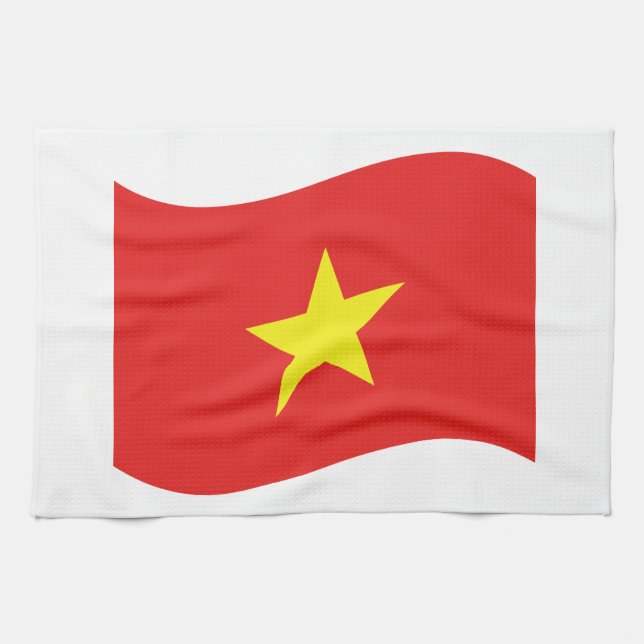 Vietnam Flag Wave Tea Towel (Horizontal)