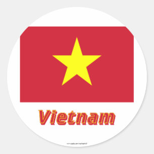 Vietnam Flag with Name Classic Round Sticker