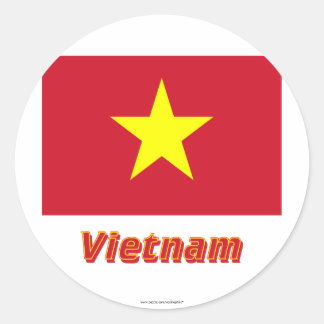 Vietnam Flag with Name Classic Round Sticker