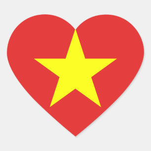 Vietnam Flag Yellow Star Heart Sticker