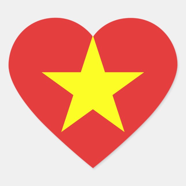 Vietnam Flag Yellow Star Heart Sticker (Front)