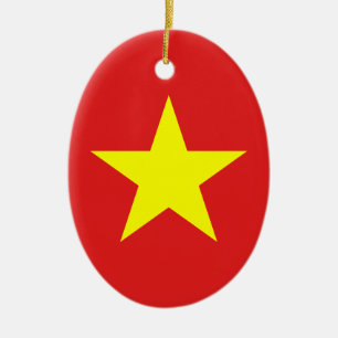 Vietnam Flag Yellow Star Oval  Ornament