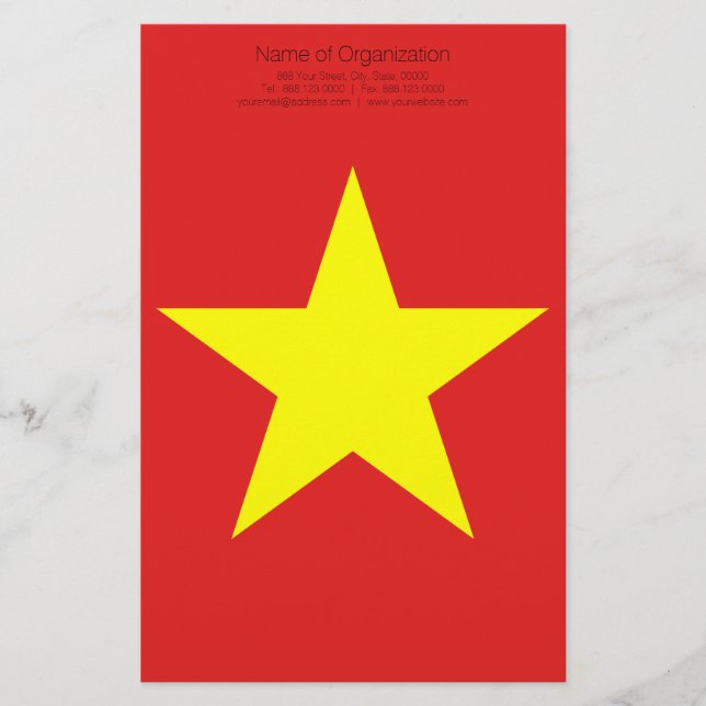 Vietnam Flag Yellow Star personalised Stationery (Front)