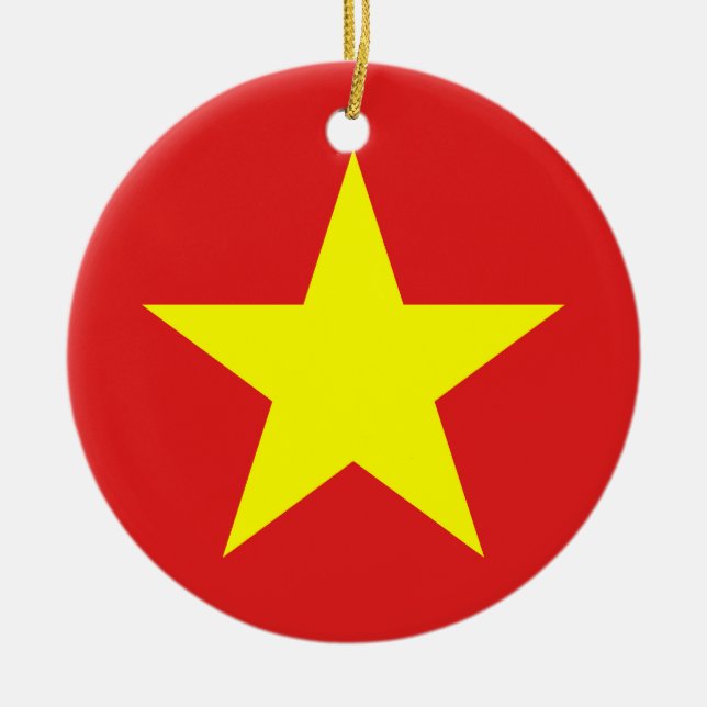 Vietnam Flag Yellow Star Round Ornament (Front)