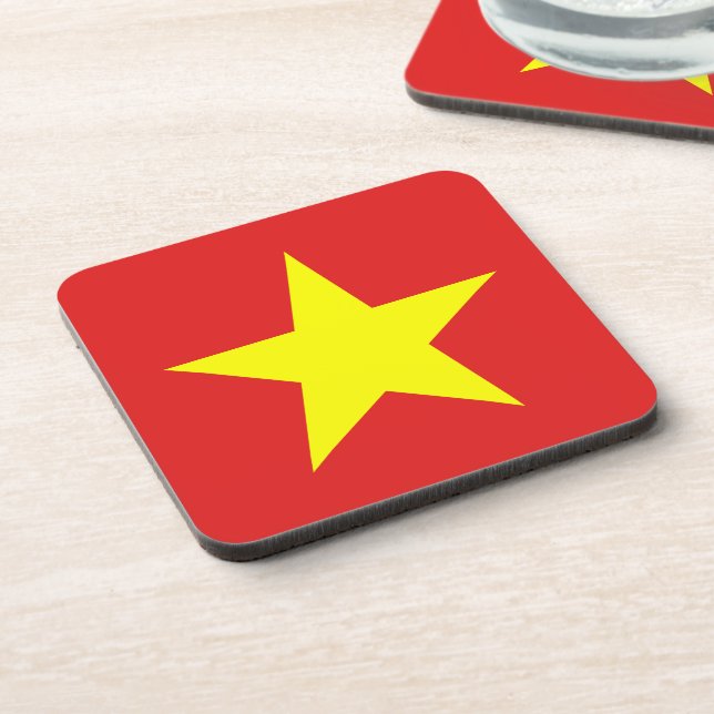 Vietnam Flag Yellow Star Square Coaster (Left Side)