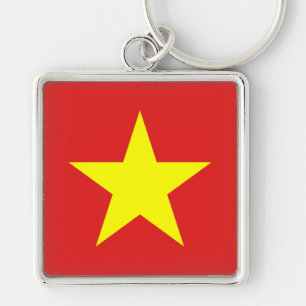 Vietnam Flag Yellow Star Square Keychain