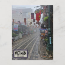 Vietnam Foggy Street, Customisable Date Postcard