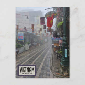 Vietnam Foggy Street, Customisable Date Postcard