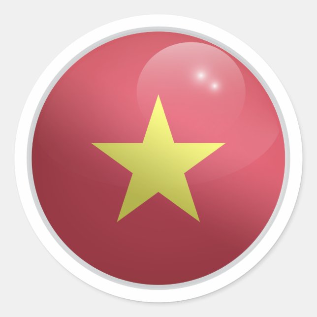 Vietnam Glossy Circle Flag Classic Round Sticker (Front)