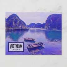 Vietnam Ha Long Bay Customisable Date Postcard